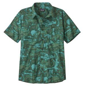 Patagonia Men's Medium Go To Shirt Button Up Cliffs and Waves Conifer Green